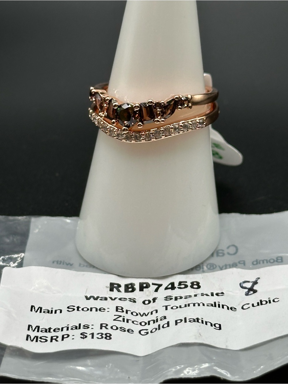 RBP7458 Waves of Sparkle Ring size 8 Rose Gold Plating NWT - Picture 6 of 7